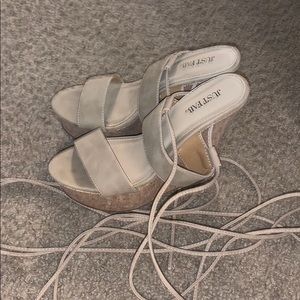 Lace up wedge heels